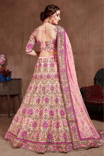 Pink Colour Taffeta Silk Lehenga Choli