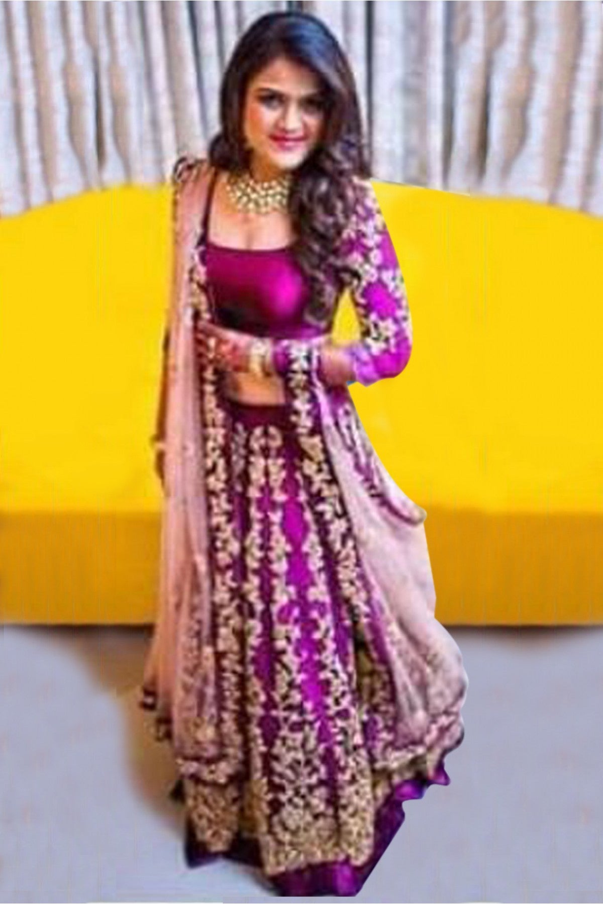 Pink Colour Taffeta Silk Lehenga Choli