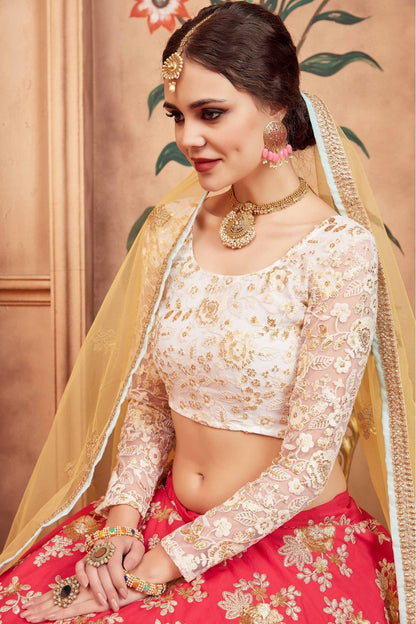 Pink Colour Taffeta Silk Sequins Work Lehenga Choli