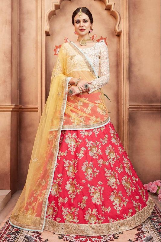 Pink Colour Taffeta Silk Sequins Work Lehenga Choli