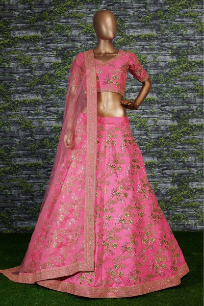 Pink Colour Thai Silk Lehenga Choli