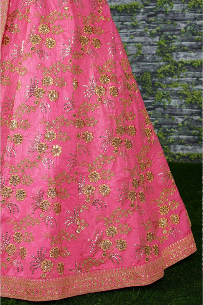 Pink Colour Thai Silk Lehenga Choli