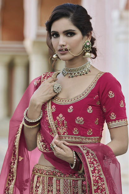 Pink Colour Velvet Hand Work Lehenga Choli