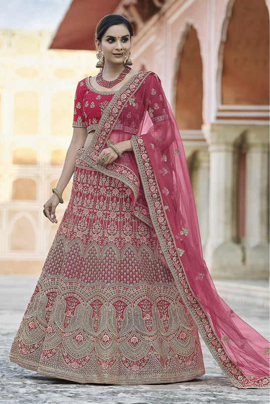 Pink Colour Velvet Hand Work Lehenga Choli