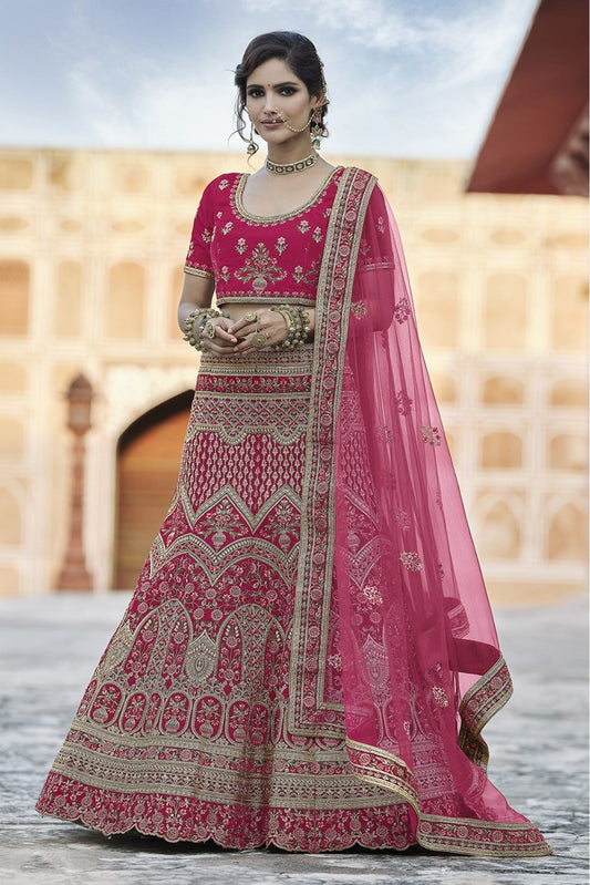 Pink Colour Velvet Hand Work Lehenga Choli