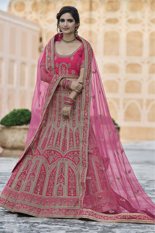 Pink Colour Velvet Hand Work Lehenga Choli