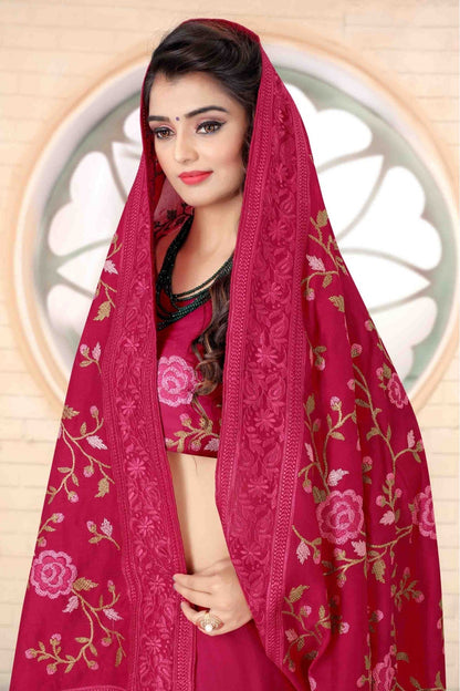 Pink Colour Vichitra Silk Designer Saree