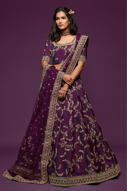 Purple Colour Art Silk Lehenga Choli