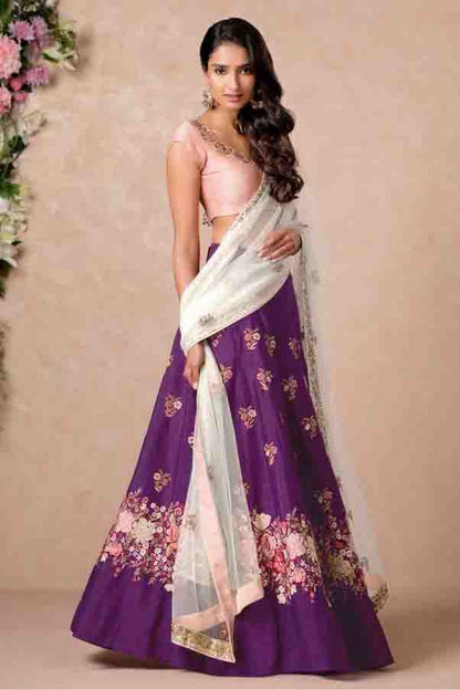 Purple Colour Banglori Silk Lehenga Choli VSLC1010009