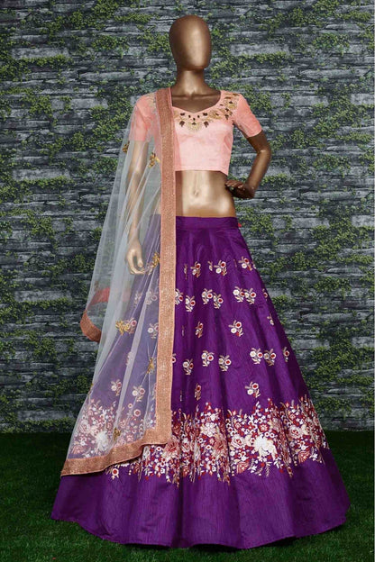 Purple Colour Banglori Silk Lehenga Choli VSLC1010009