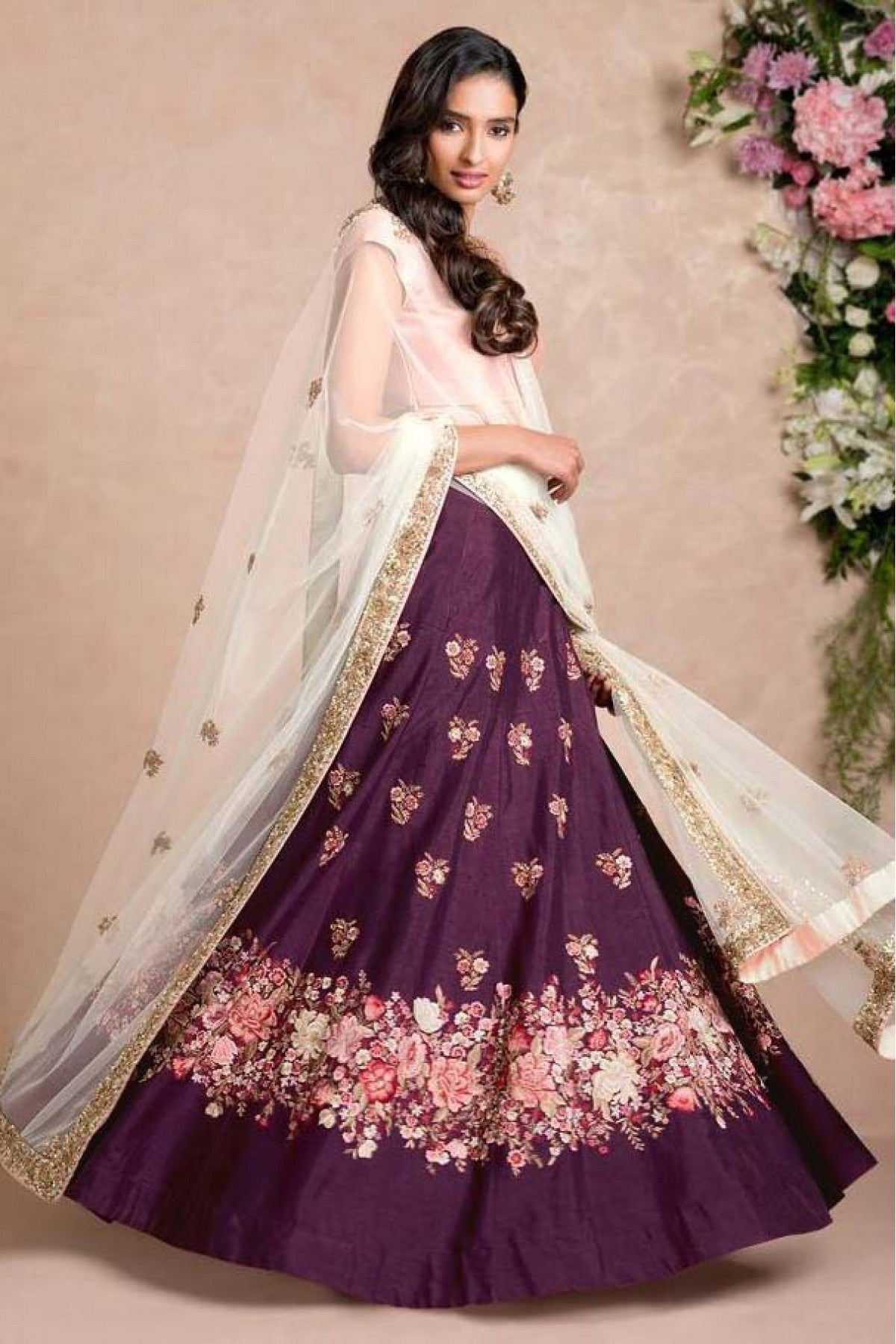 Purple Colour Banglori Silk Lehenga Choli