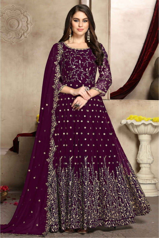 Purple Colour Georgette Anarkali Suit