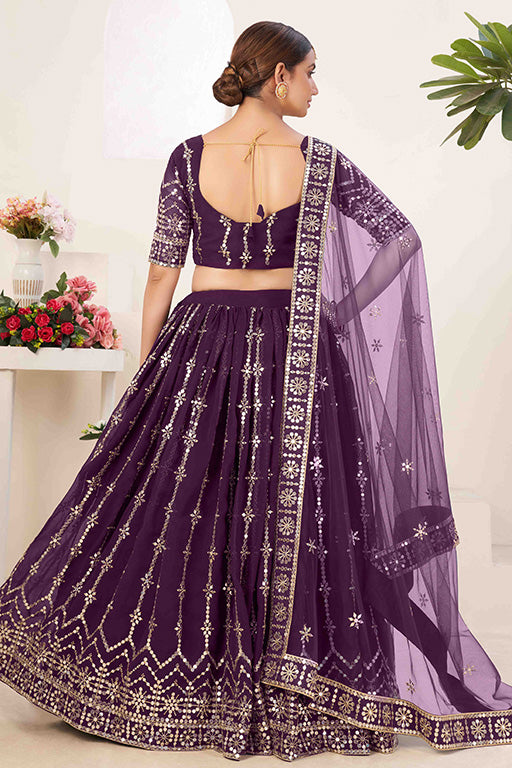 Purple Colour Georgette Designer Lehenga Choli