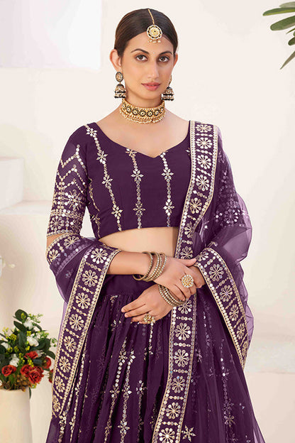 Purple Colour Georgette Designer Lehenga Choli