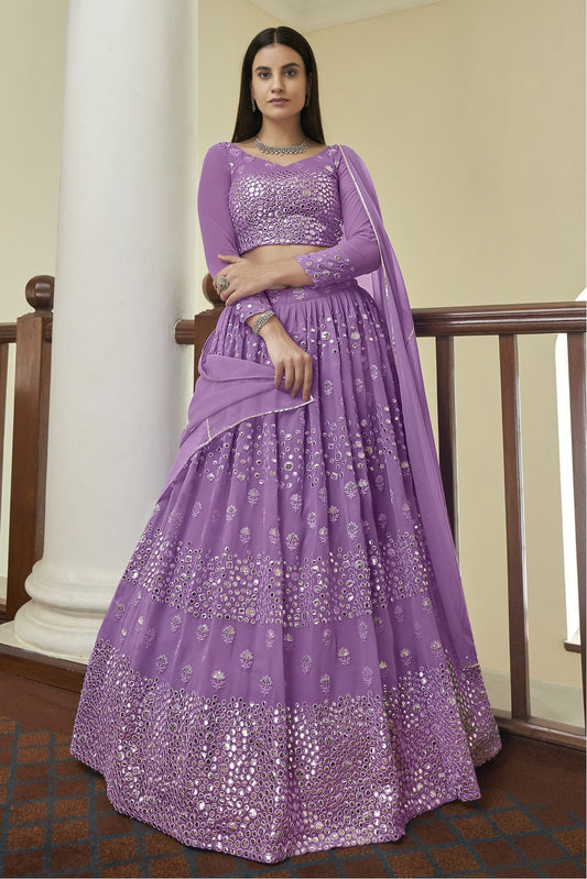 Purple Colour Georgette Embroidery Lehenga Choli