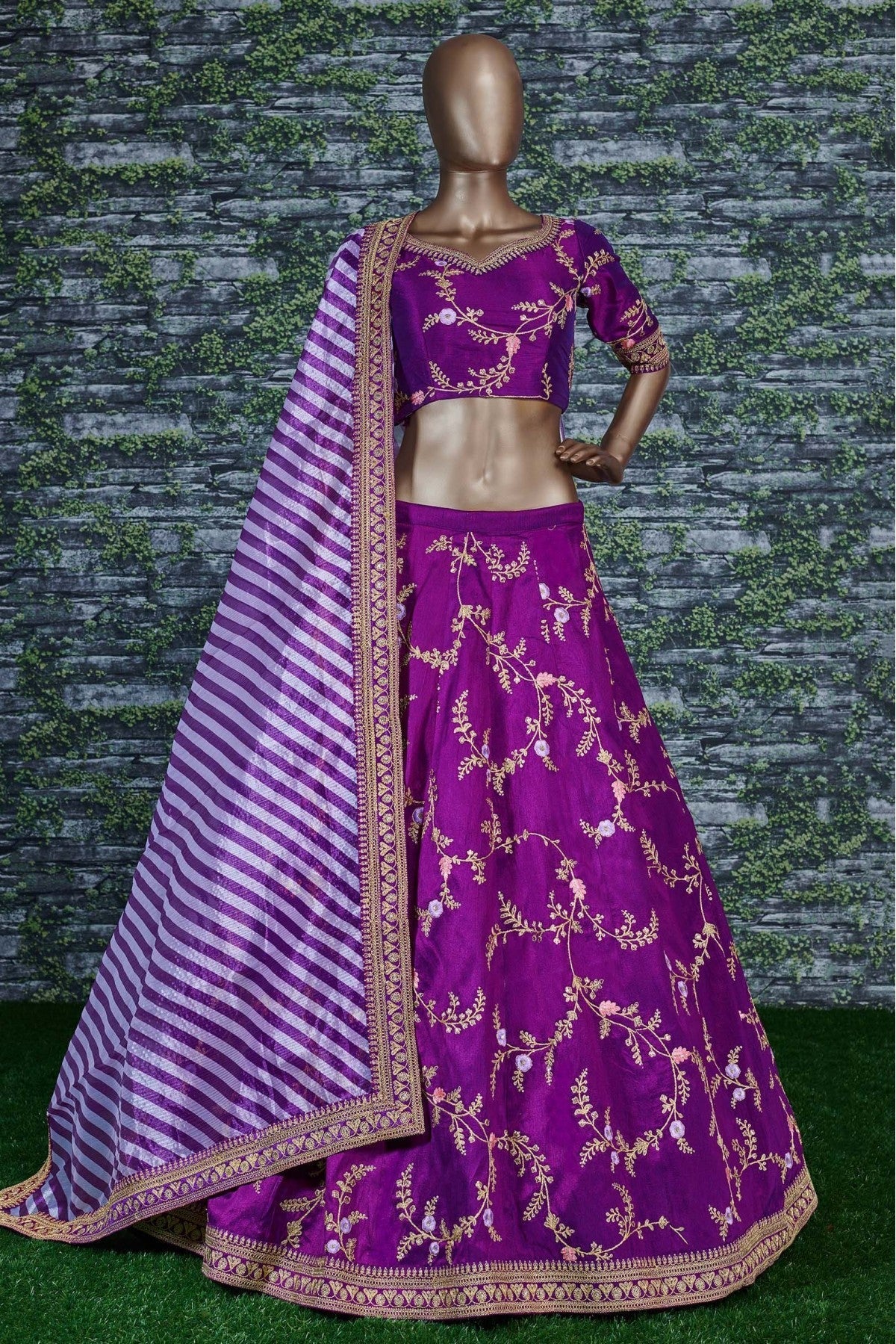 Purple Colour Mulberry Silk Lehenga Choli