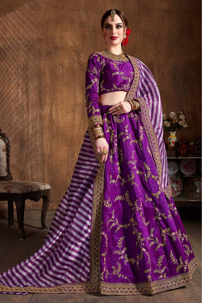 Purple Colour Mulberry Silk Lehenga Choli