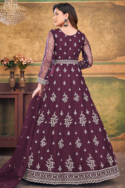 Purple Colour Net Anarkali Suit VSSM1050390