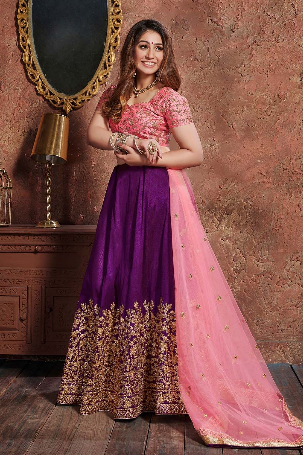 Purple Colour Silk Lehenga Choli