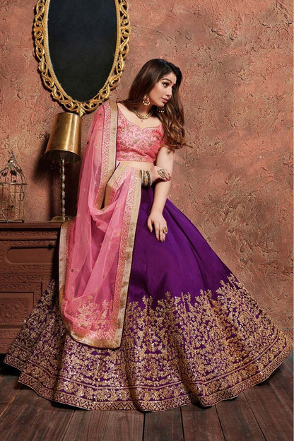 Purple Colour Silk Lehenga Choli