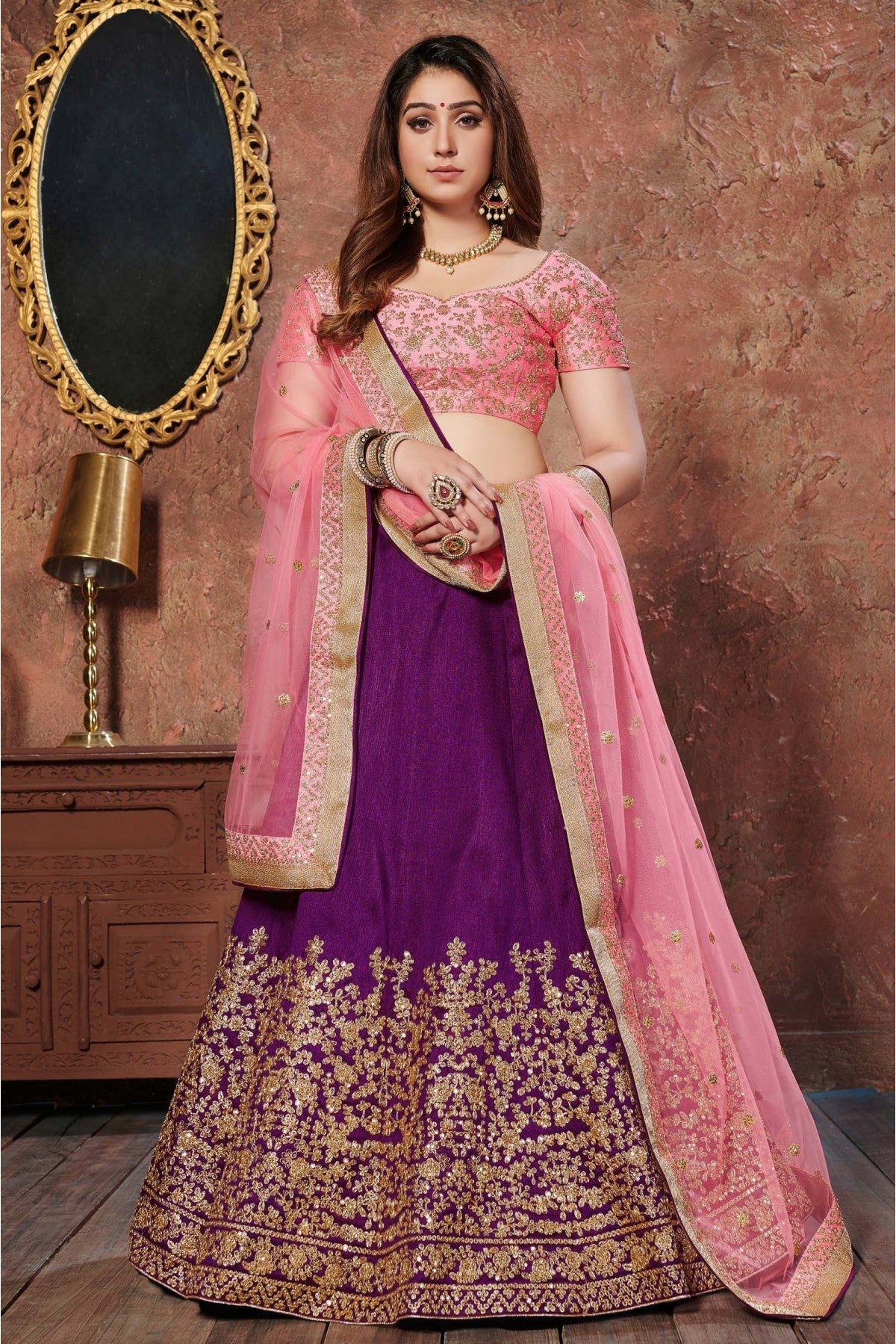 Purple Colour Silk Lehenga Choli