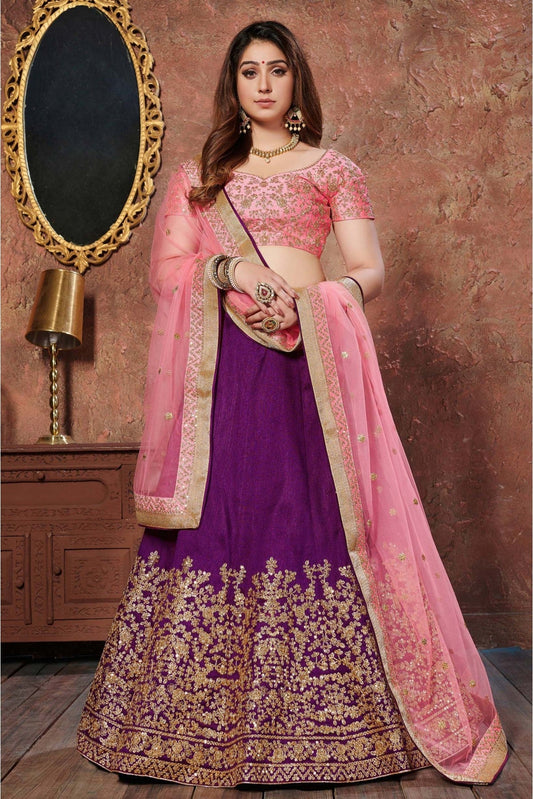 Purple Colour Silk Lehenga Choli