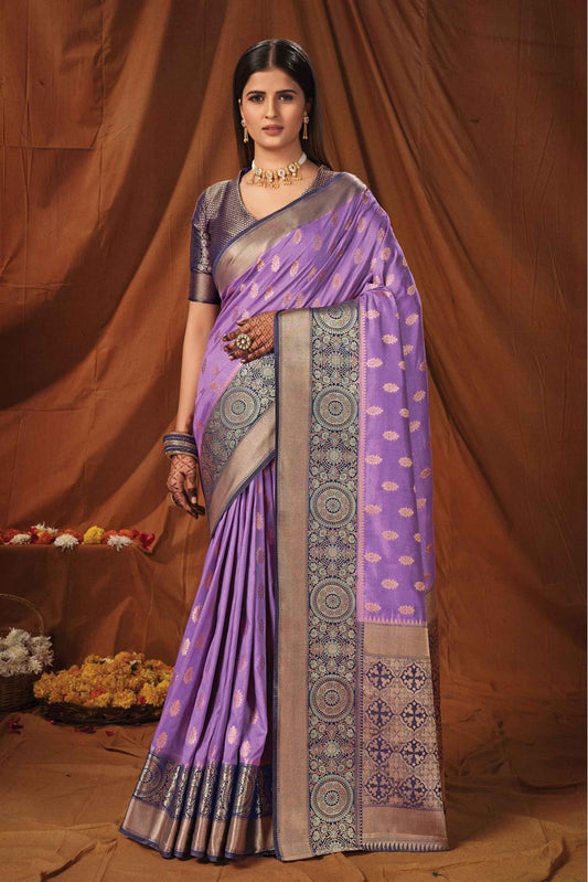 Purple Colour Silk Woven Saree