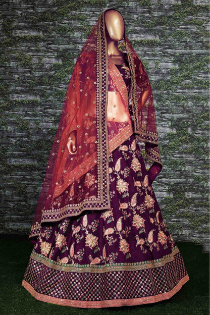 Purple Colour Taffeta Silk Lehenga Choli