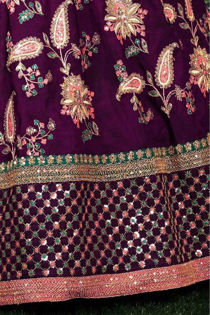 Purple Colour Taffeta Silk Lehenga Choli