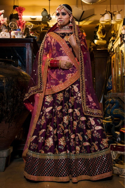 Purple Colour Taffeta Silk Lehenga Choli