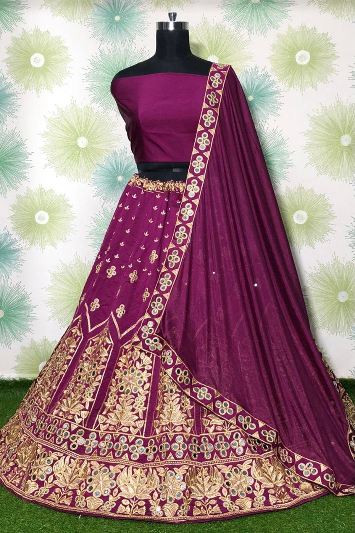 Purple Colour Taffeta Silk Lehenga Choli