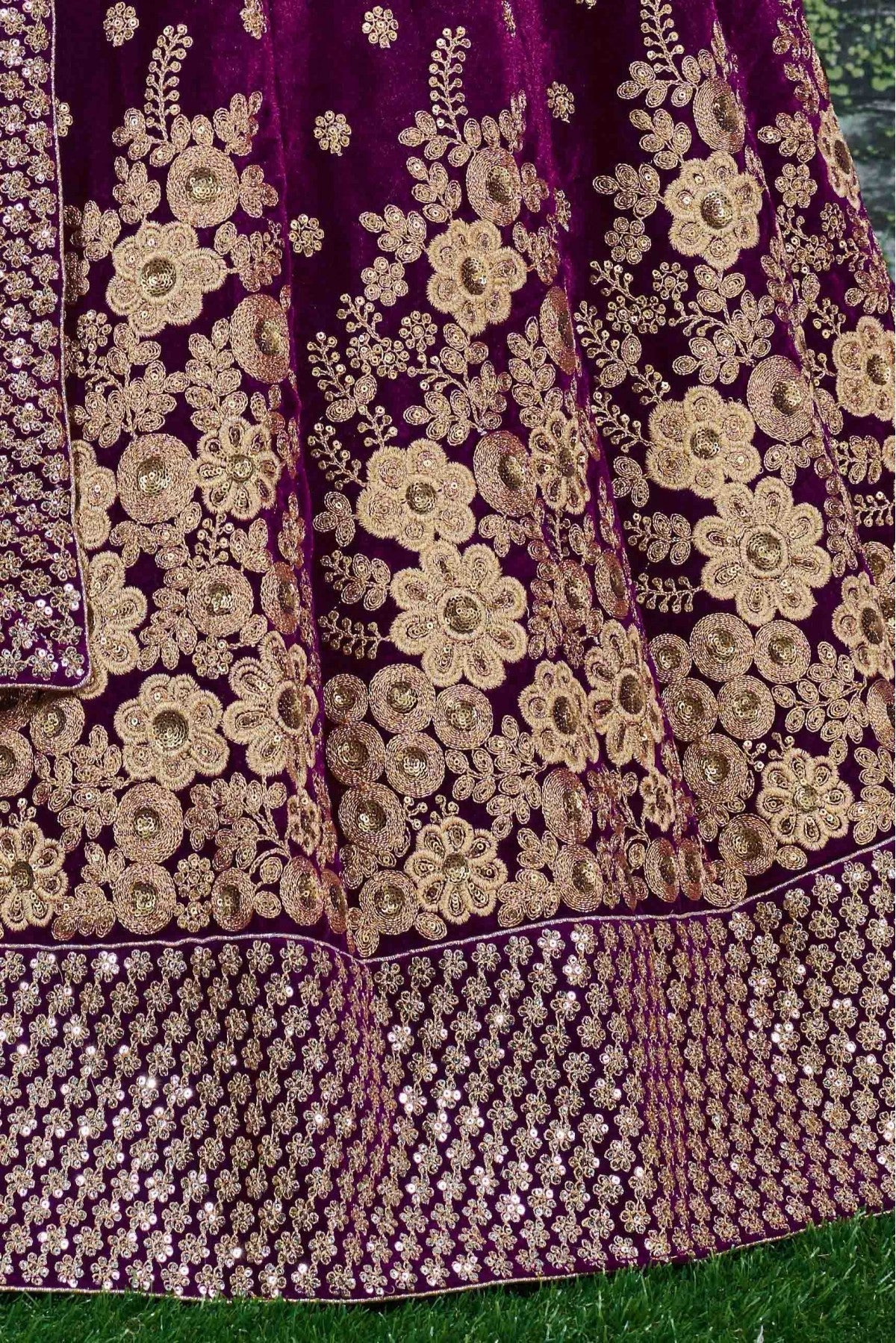 Purple Colour Velvet Lehenga Choli