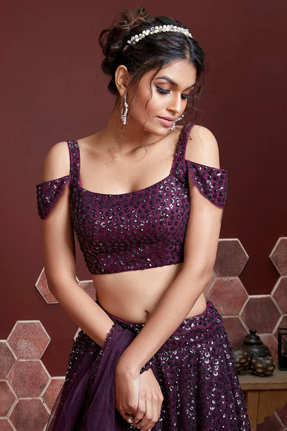 Purple Soft Net Designer Lehenga Choli