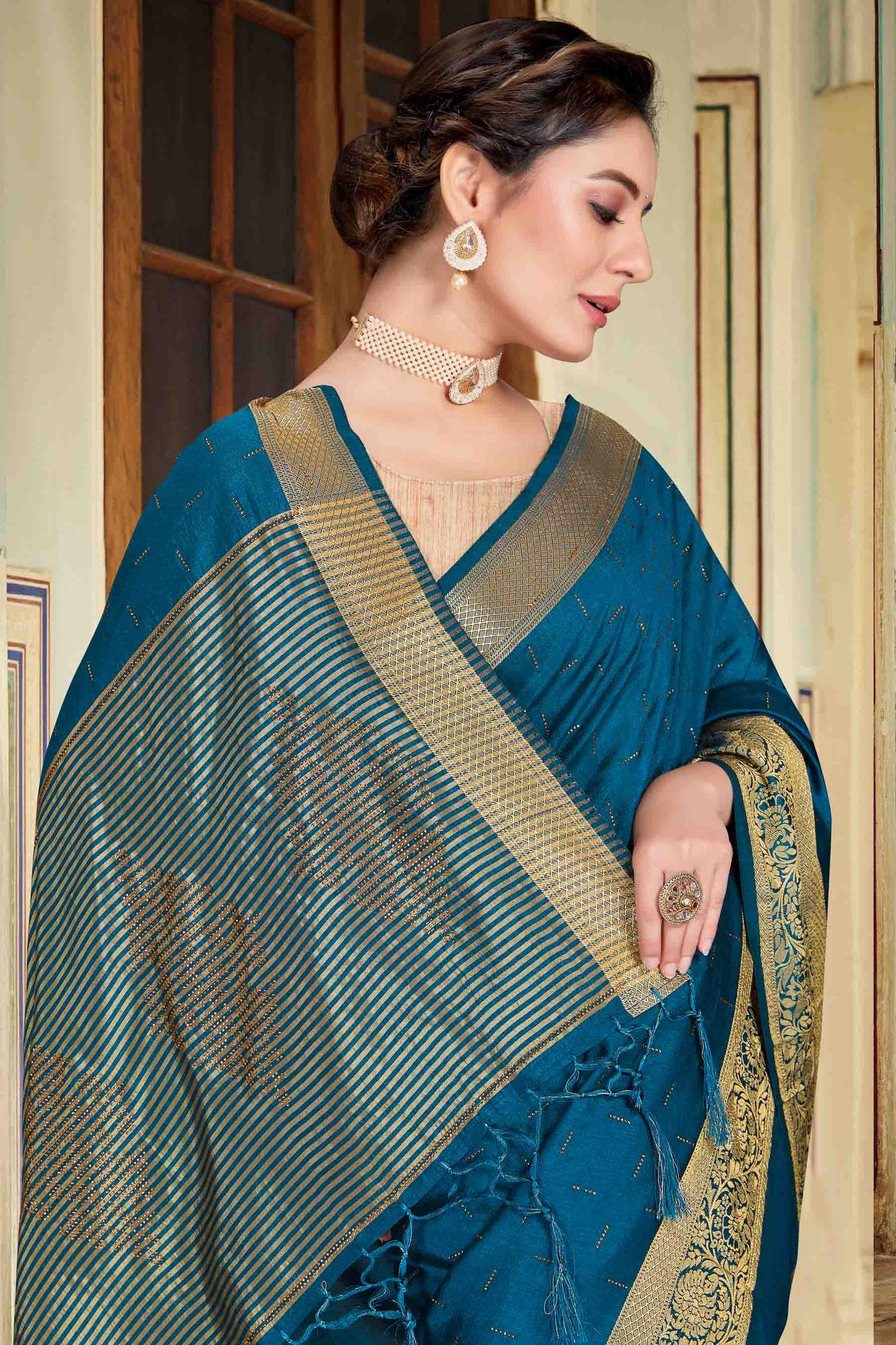 Rama Green Colour Banarasi Art Silk Designer Saree