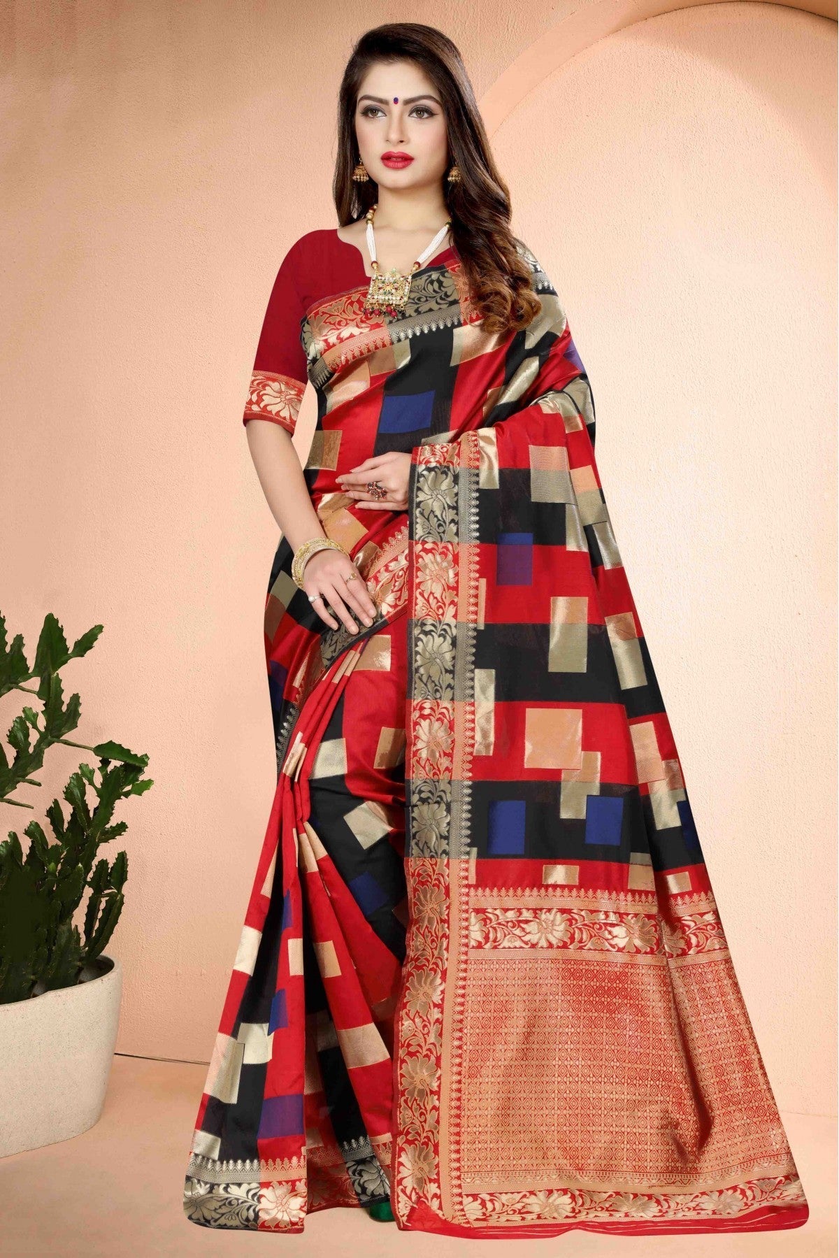 Red Colour Banarasi Art Silk Traditional Saree