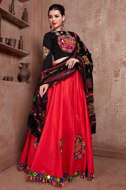 Red Colour Cotton Navratri Lehenga Choli