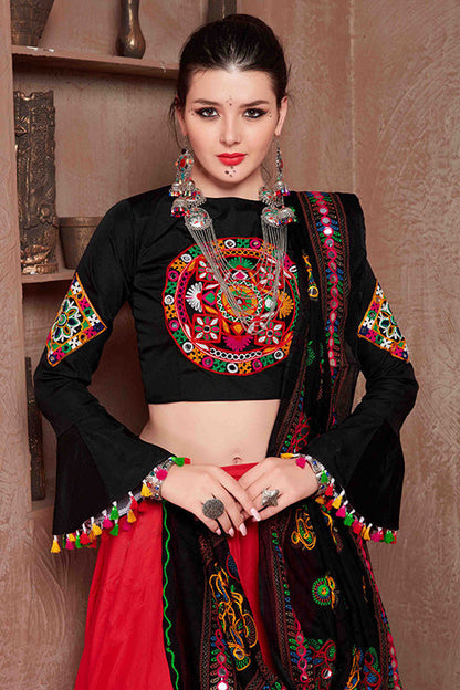 Red Colour Cotton Navratri Lehenga Choli