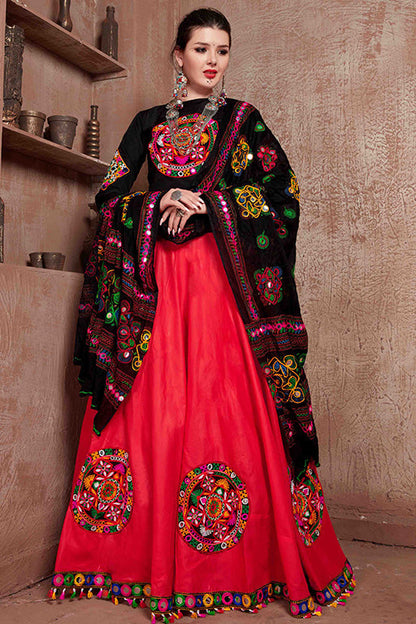 Red Colour Cotton Navratri Lehenga Choli