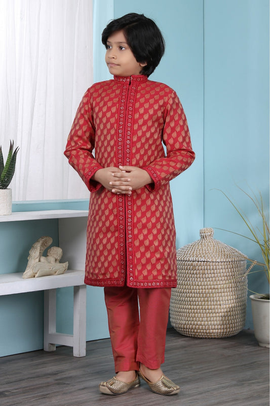 Red Colour Cotton Silk Kurta Pajama