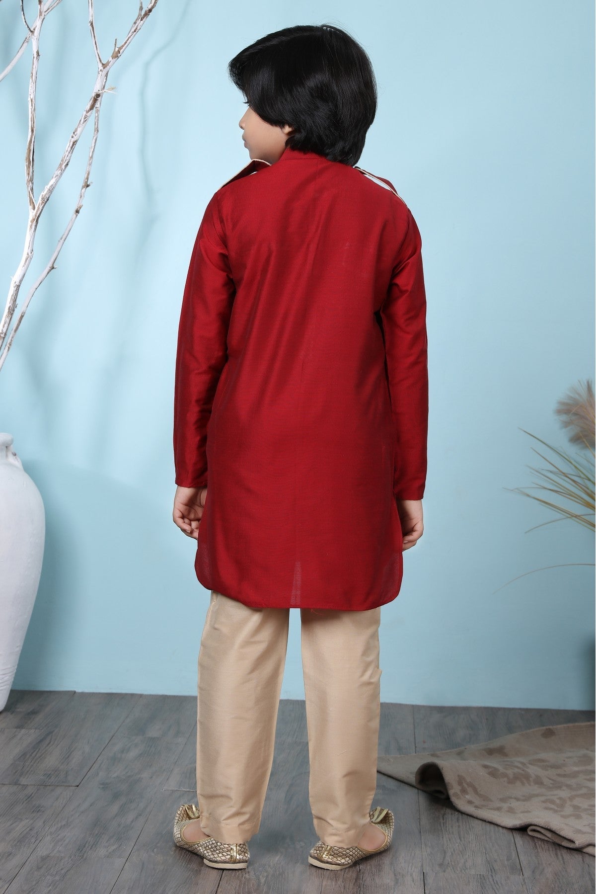 Red Colour Cotton Silk Kurta Pajama VSBW1070072