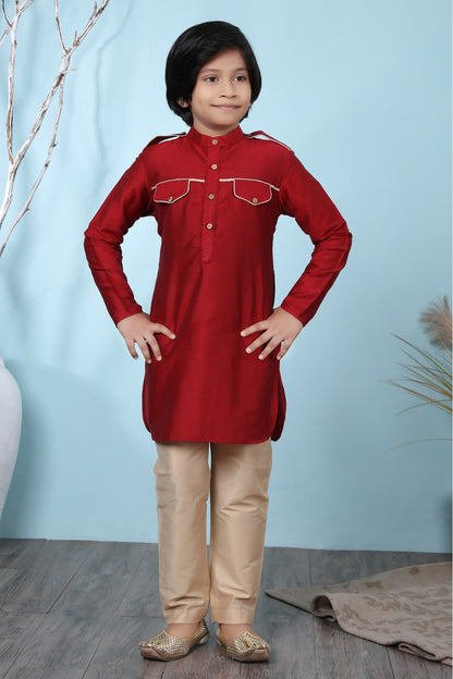 Red Colour Cotton Silk Kurta Pajama VSBW1070072