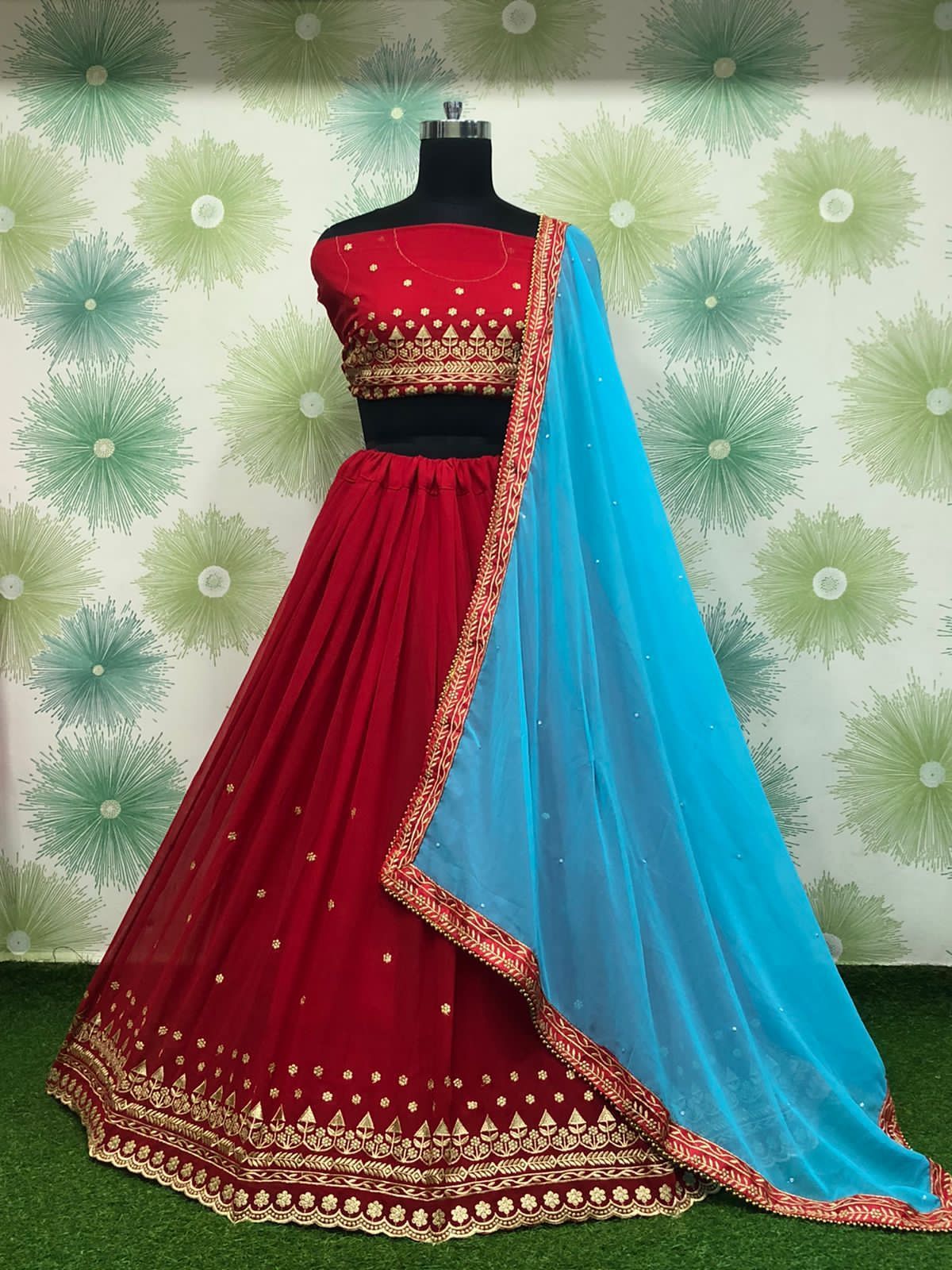 Red Colour Georgette Embroidery Lehenga Choli