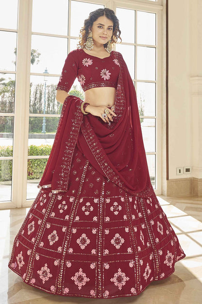 Red Colour Georgette Embroidery Lehenga Choli VSLC1150129