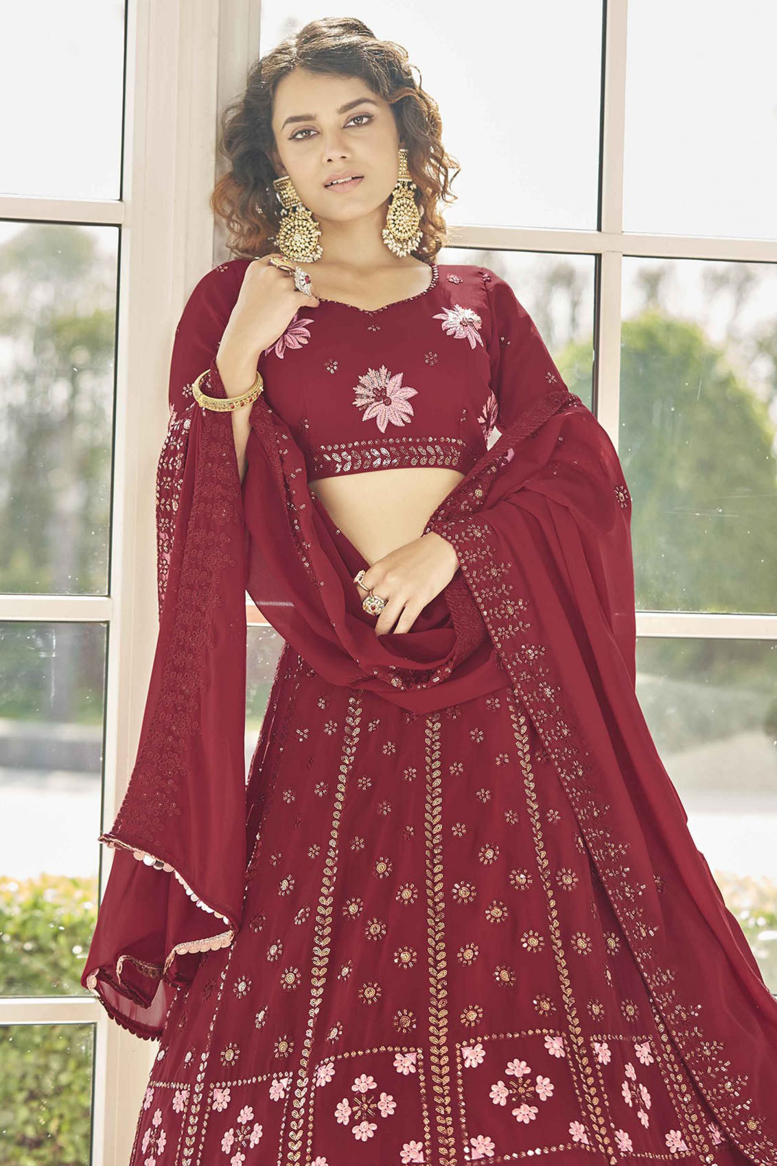 Red Colour Georgette Embroidery Lehenga Choli VSLC1150129