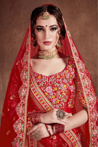 Red Colour Mulberry Silk Lehenga Choli