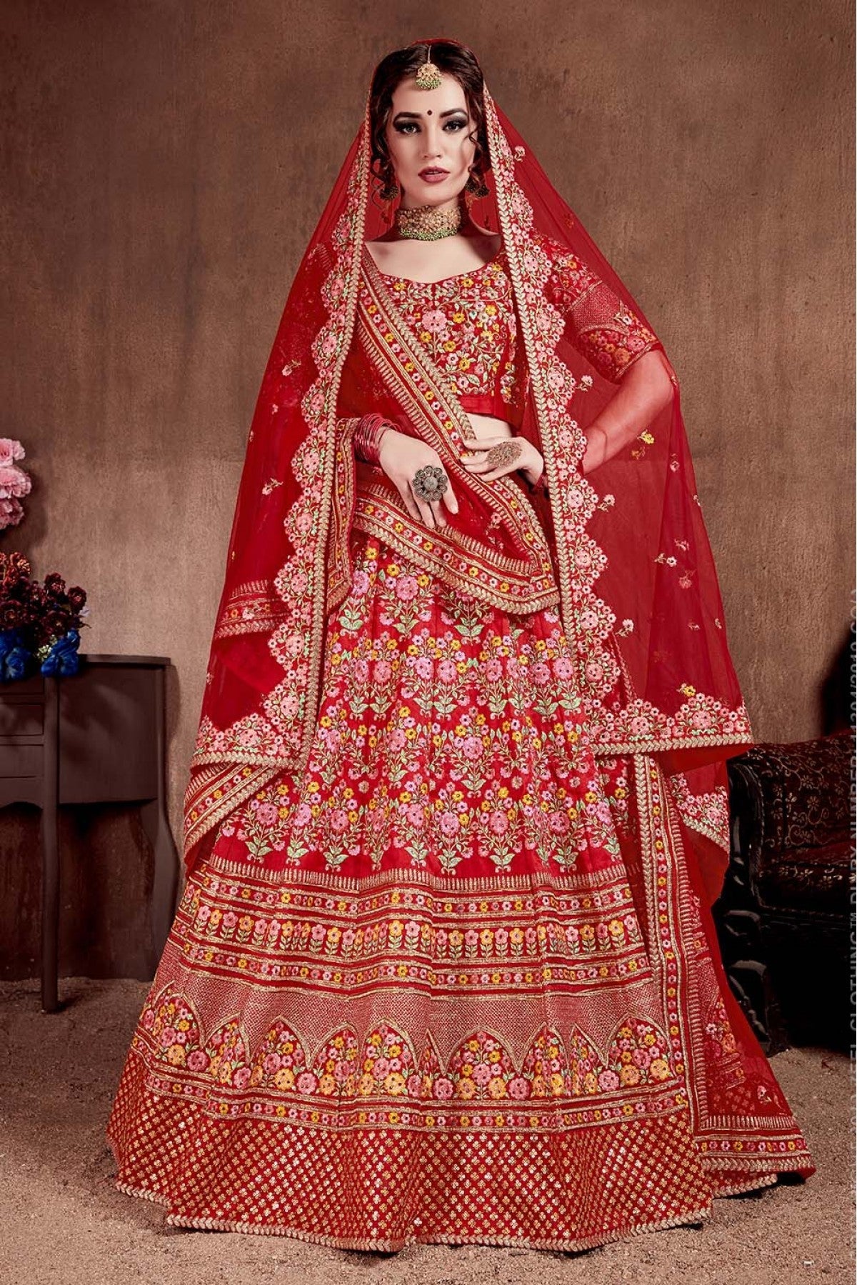 Red Colour Mulberry Silk Lehenga Choli