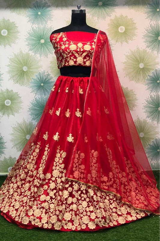 Red Colour Net Lehenga Choli