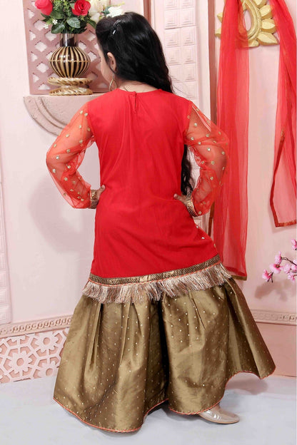 Red Colour Net Party Wear Sharara Suit VSGW1070014