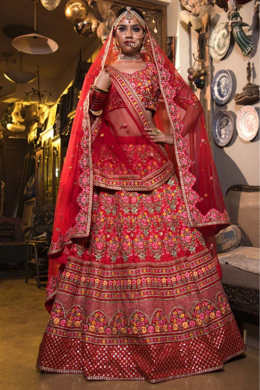 Red Colour Silk Lehenga Choli