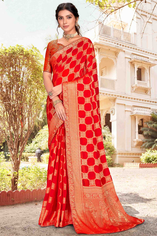 Red Colour Soft Silk Designer Saree